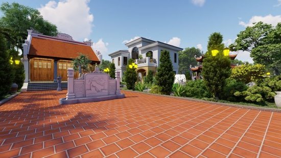 Thiết kế sân vườn nhà thờ họ của anh Giang-Thanh Hóa